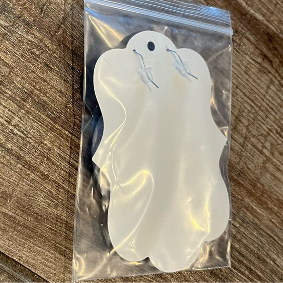 Leather Earrings Floral 2” Navy Pink White - Picture 4 of 4